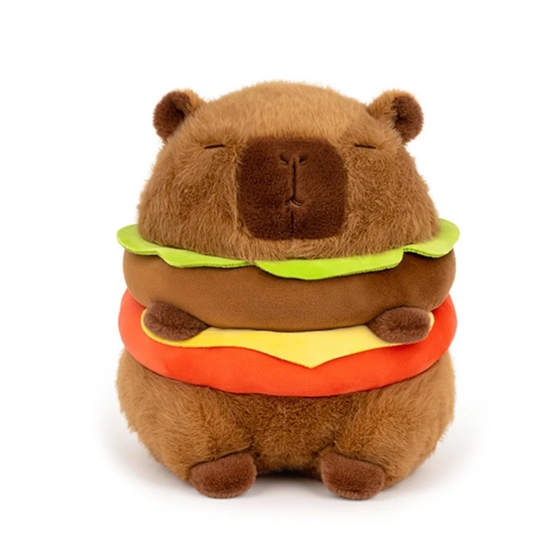 Stuffed Capybara Figure Toy Christmas Gift Hamburger for Kids Teenagers