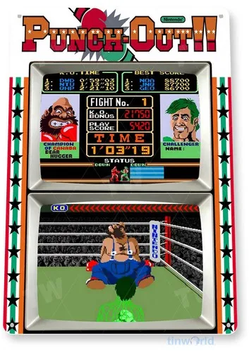 TIN SIGN Punch Out Arcade, 80's, Retro, Console, Marquee, Game Room Decor, B069 --Tin Sign