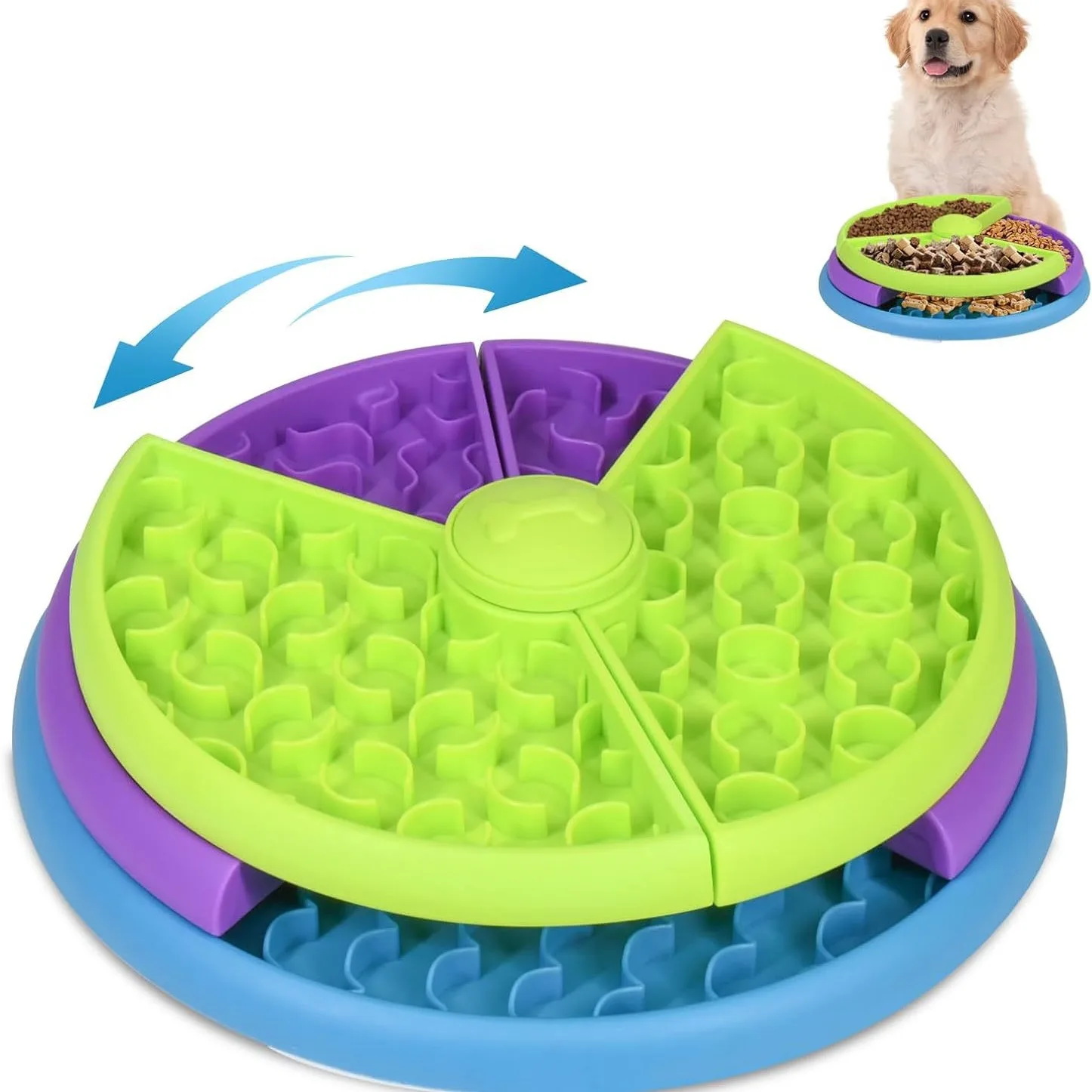 

Pet Slow Food Bowl 3-Layers Puzzle Puppy Choke-proof Non-slip Feeder Reusable Dog Slow Eating Interactive Game Toy Pet Supplies