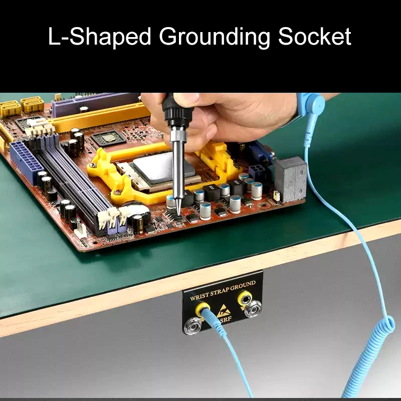 Prise de terre ESD professionnelle, en forme de L, avec dragonne, câble de terre électrostatique