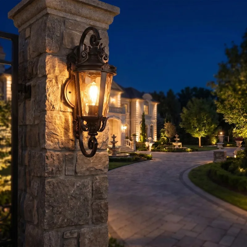 Solid Aluminum European Outdoor Wall Lamp Waterproof Exterior Sconce Villa Porch Corridor Entryway Decorative Fixture view 4