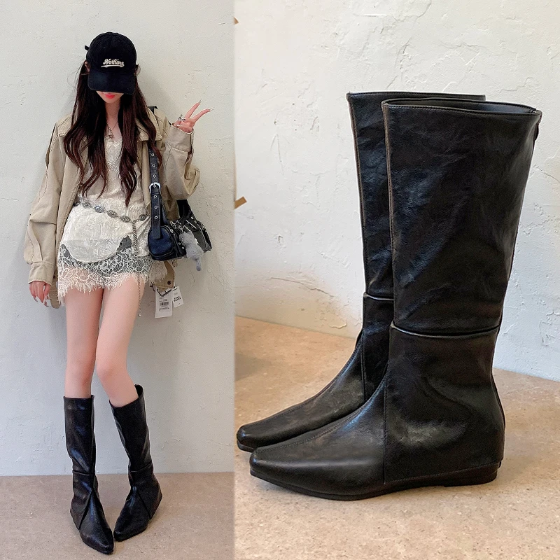 Women High‑Knee Boots Square P - Vintage Zipper recension och pris