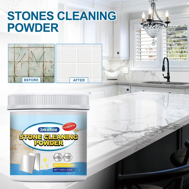 

Marble Tile Polishing Powder Stone Kitchen Countertop Cleaning Oil Stain Removal Enhances Shine Home Stone Surface Care