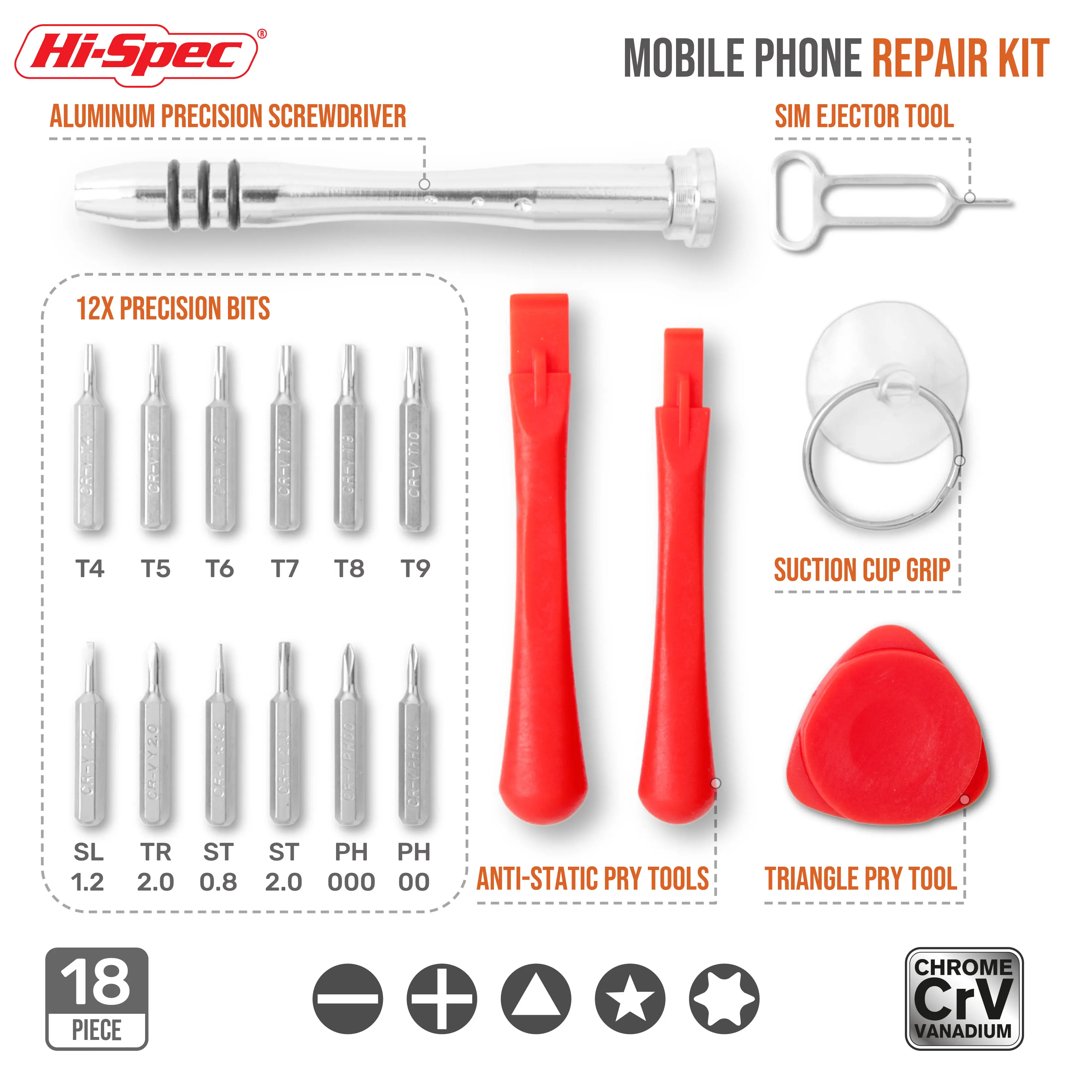Hi-Spec zestaw narzędzi do naprawy telefonu, zestaw śrubokrętów precyzyjnych, wielofunkcyjny, Mini magnetyczny Torx, elektronika, narzędzia do napraw ręcznych