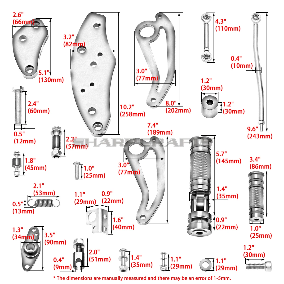 For KAWASAKI VN800 Vulcan 800 VN800A 1995-2006 Motorcycle Forward Control Footpegs Complete Foot Pegs Aluminum