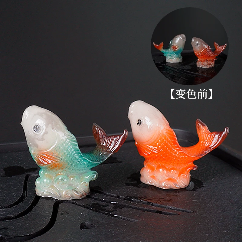 Creative Resin Cute Color Changing Fish Shape Ornament, Micro Landscape Tea Pet Indoor Desktop Decorations Accessories Play, 1Pc