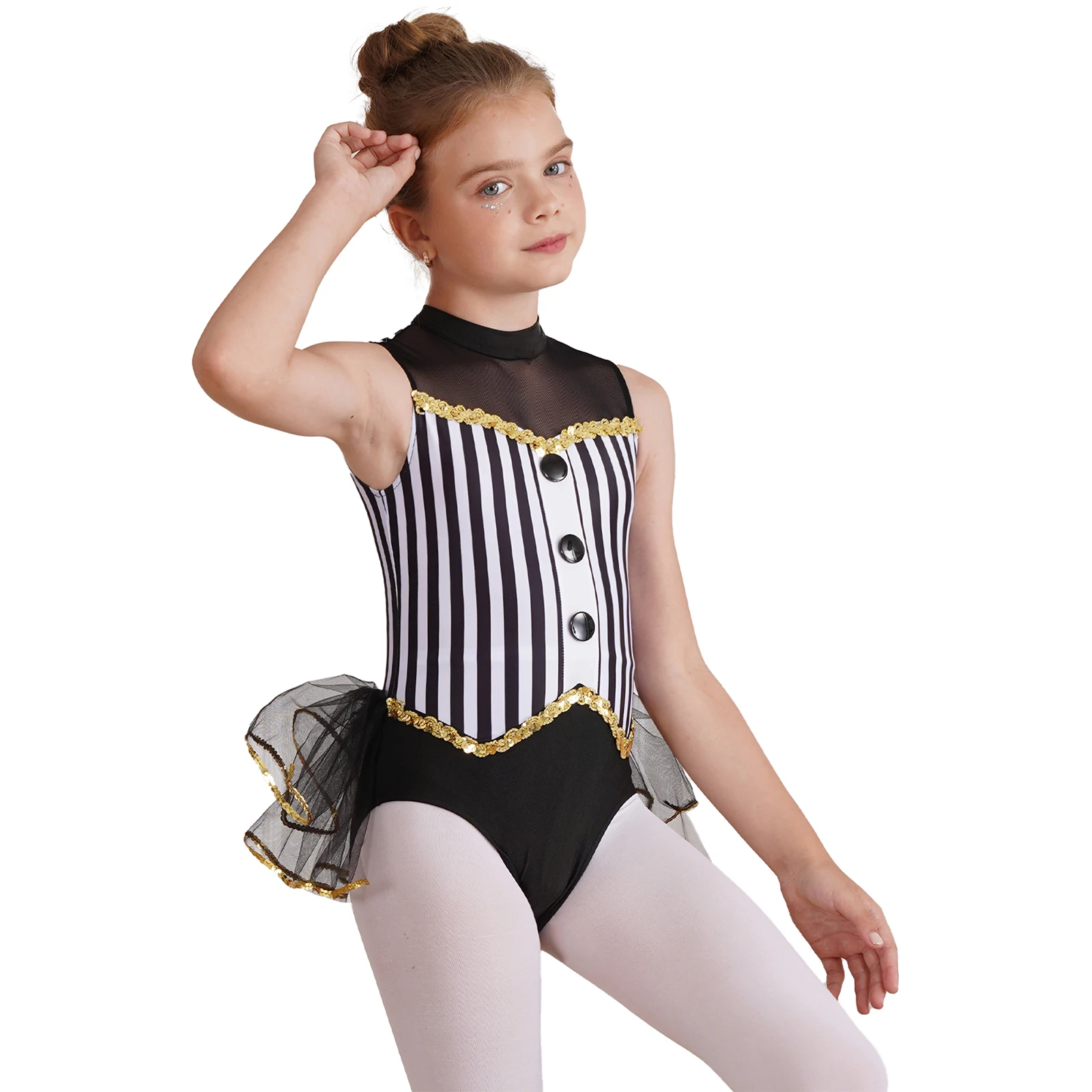 Costume de cosplay pour enfants, maille à paillettes, ballet pour filles, justaucorps pour Halloween, carnaval LYus, jazz, danse latine, batterie, tutu