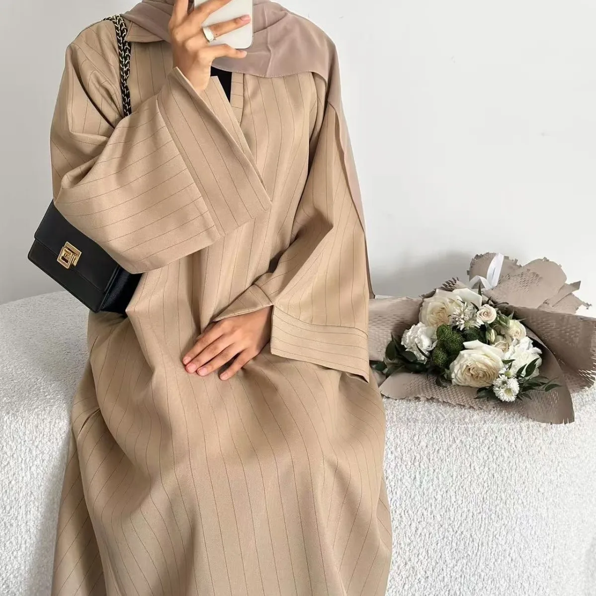 Eid Abaya Women Dress Kaftan Jalabiya striped Party Muslim Dubai Vestidos Largo Ramadan Morocco Caftan long Robe Abayas 2026 - view 4