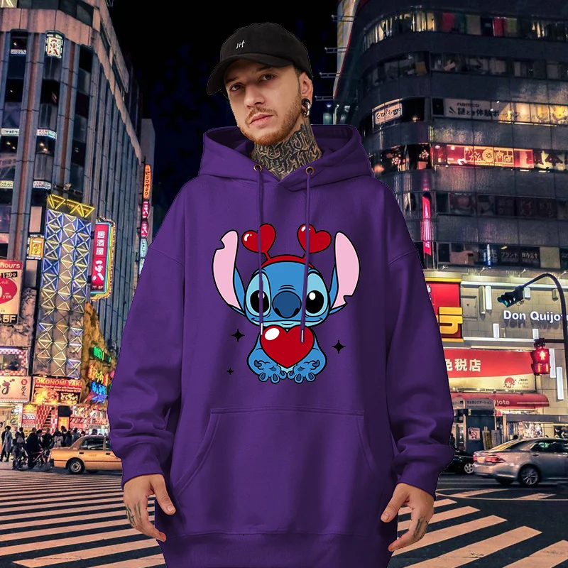 Disney  Lilo & Stitch Stitch Men Women Hoodies Casual Hip Hop Streetwear Long Sleeves Sweatshirts Boys Girls Autumn Tops Coats