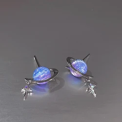New Round Woman Earrings Planet Girl Cat Eye Personality Hundred Match Earrings Engagement Exquisite Jewellery Gifts