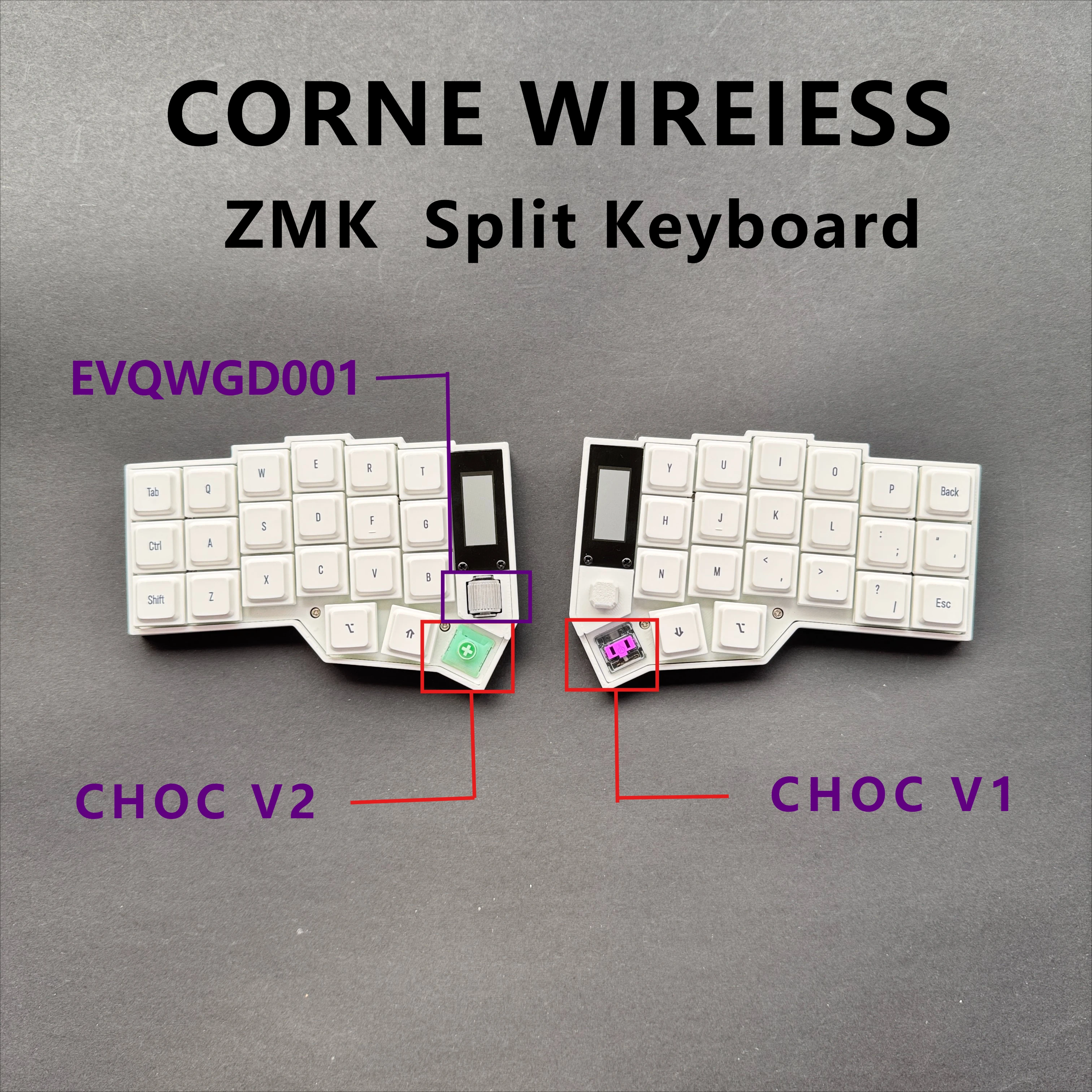 Corne 3X6 Low Profile Split Mechanical Keyboard Compatible Kailh Choc V1 V2 Switch Hot Swap Kit   001roller Joystick Screen ZMK
