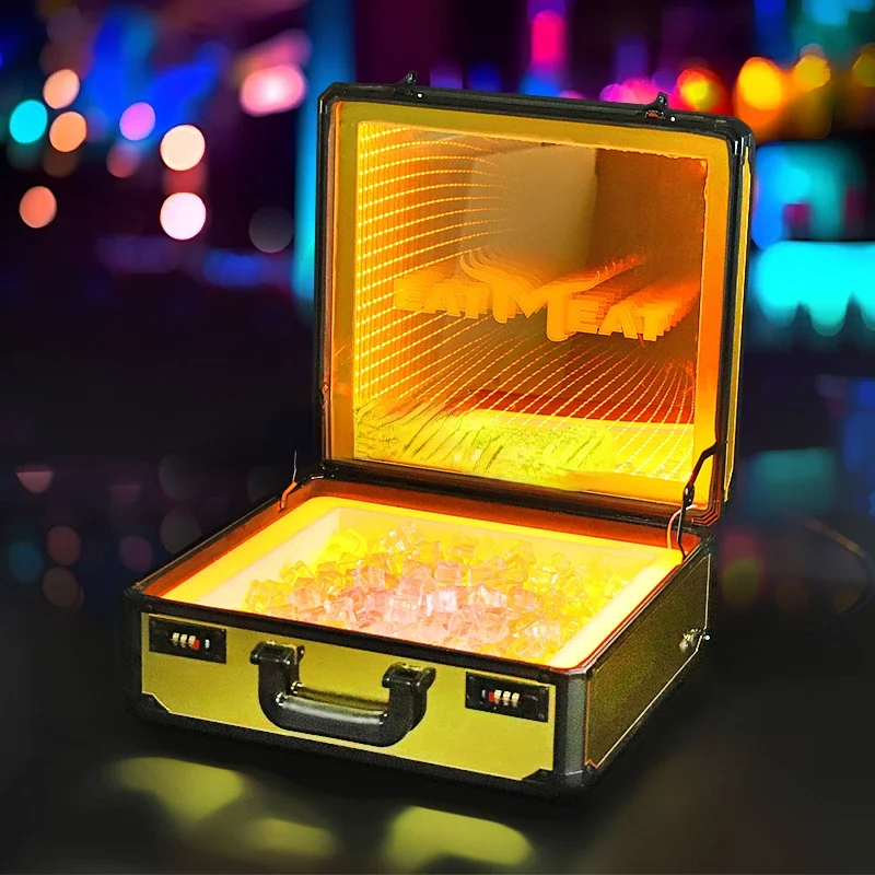 Night club Bar Champagne Bottle Carrier LED Liquor Display Box Wine Case Briefcase Glorifier Bottle meat Service Presenter