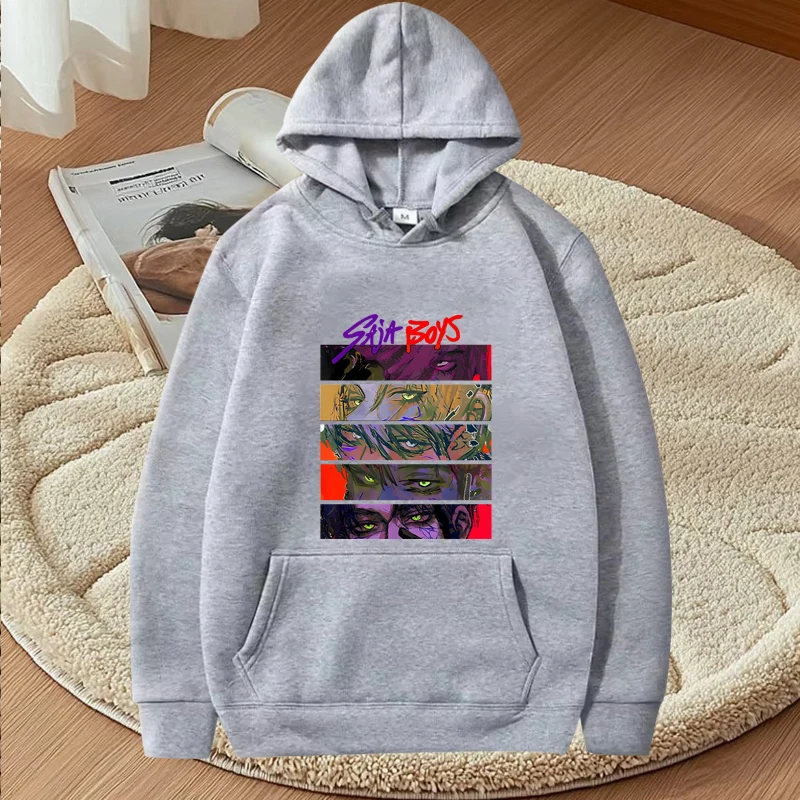 kpop demon hunters saja boys graphics hoodie men women vintage Anime Long sleeve Sweatshirt with print oversized  hoodie  unisex