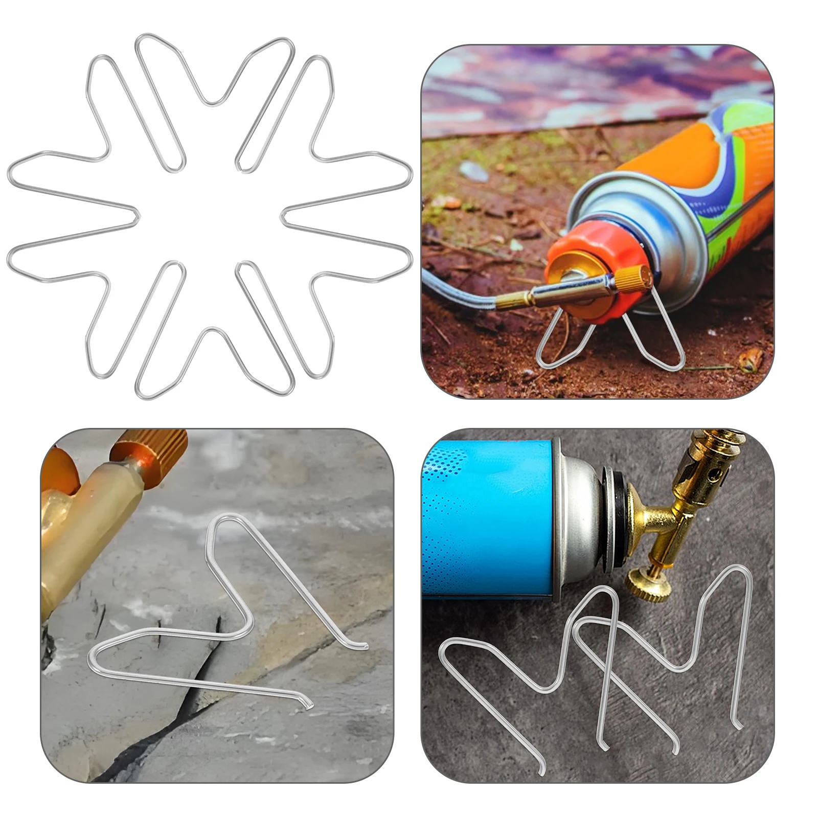 

10Pcs Outdoor Gas Tank Bottle Bracket Metal Long Portable Anti Rolling Fuel Canister Stand Camping Stove Support Frame Durable