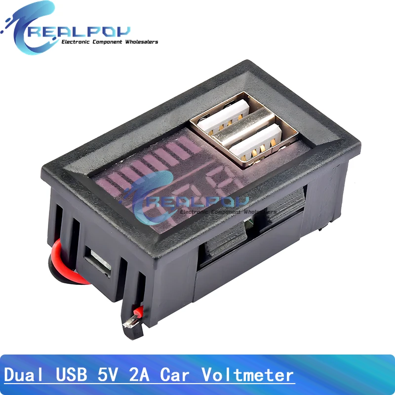 Dual USB 5V 2A Car Voltmeter Voltage Meter Panel 12V-24V 3S-7S Lithium Battery Capacity Indicator Power Tester Li-ion Lead acid