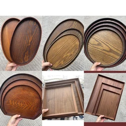 Oval Serving Trays Tableware Dessert Tea Saucer Coasters Coffee Coasters Wooden Plate Storage Food Display Home Hotel Decor