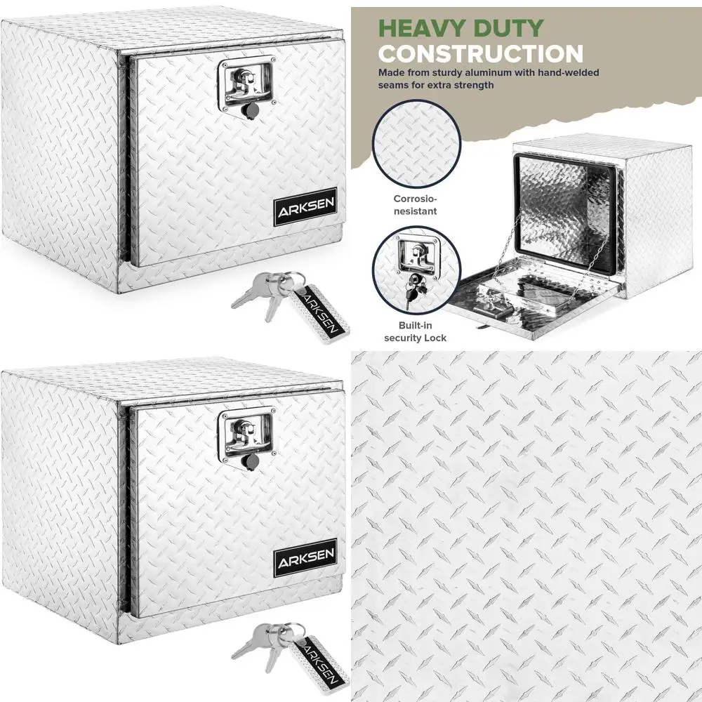 

18 x 17 x 18 Heavy-Duty Aluminum Waterproof Tool Chest with T-Handle Lock for Trucks, RVs, and Trailers - Silver