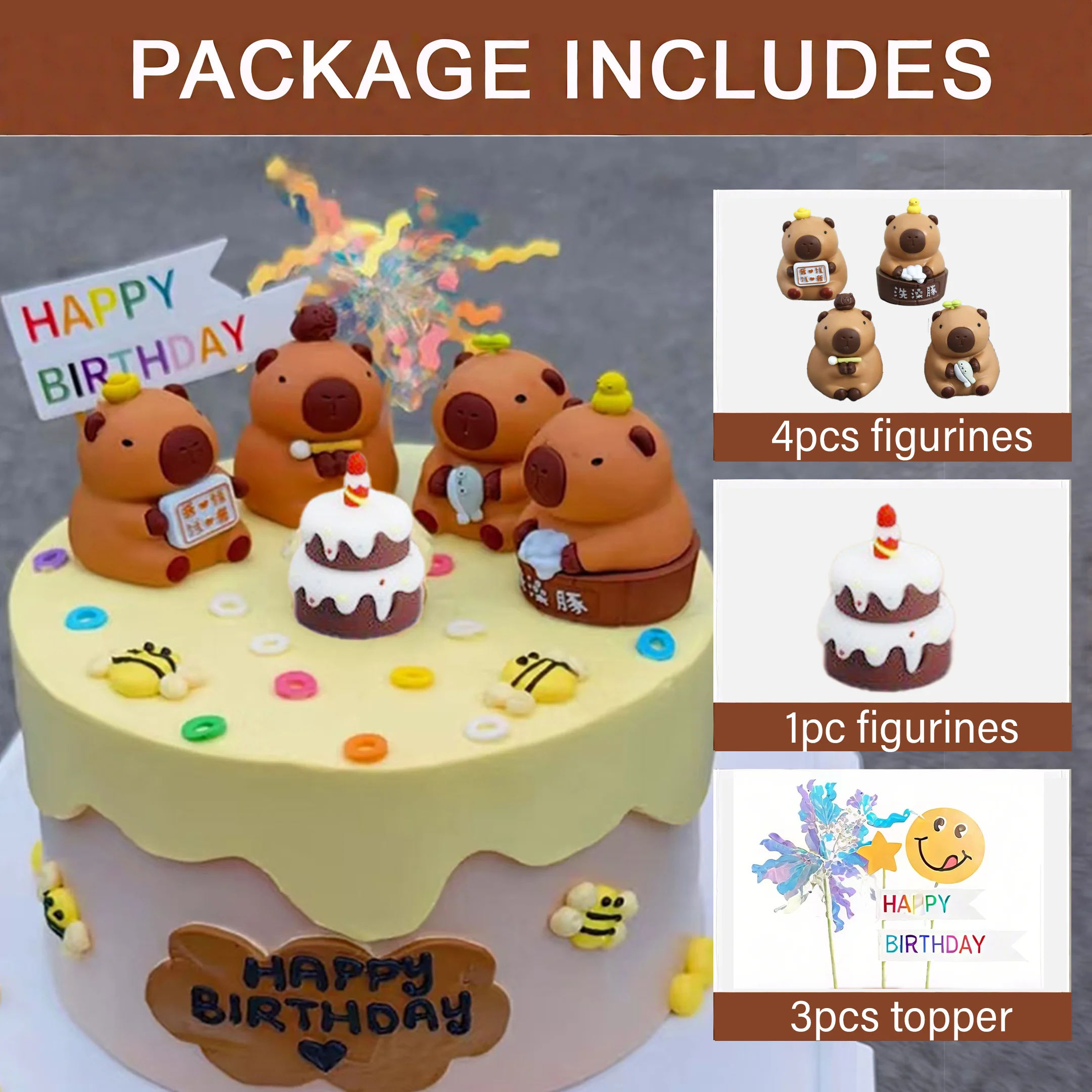 Toppers Para Tartas De Capibara - Pack De 12 Figuras De Plástico Para Decorar Pasteles, Cupcakes Y Toppers Para Tartas De Capibara - Pack De 12 Figuras De Plástico Para Decorar Pasteles, Cupcakes Y