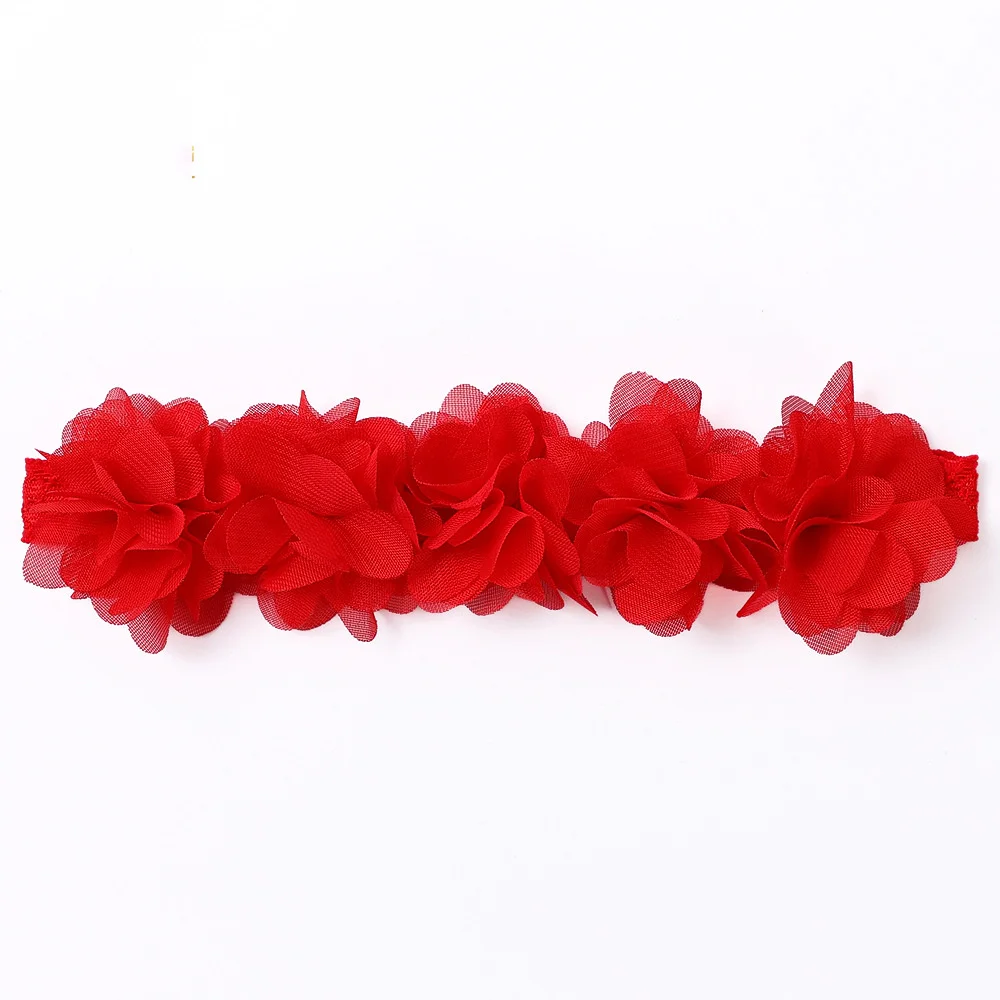 Summer solid color children hairband mesh handmade chiffon flower baby headwear pastoral style baby hair accessories wholesale