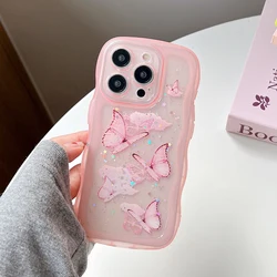 Fine hole painted butterfly pattern silicone phone case for iPhone 15 14 13 12 11 Pro Max full camera shockproof soft back cover