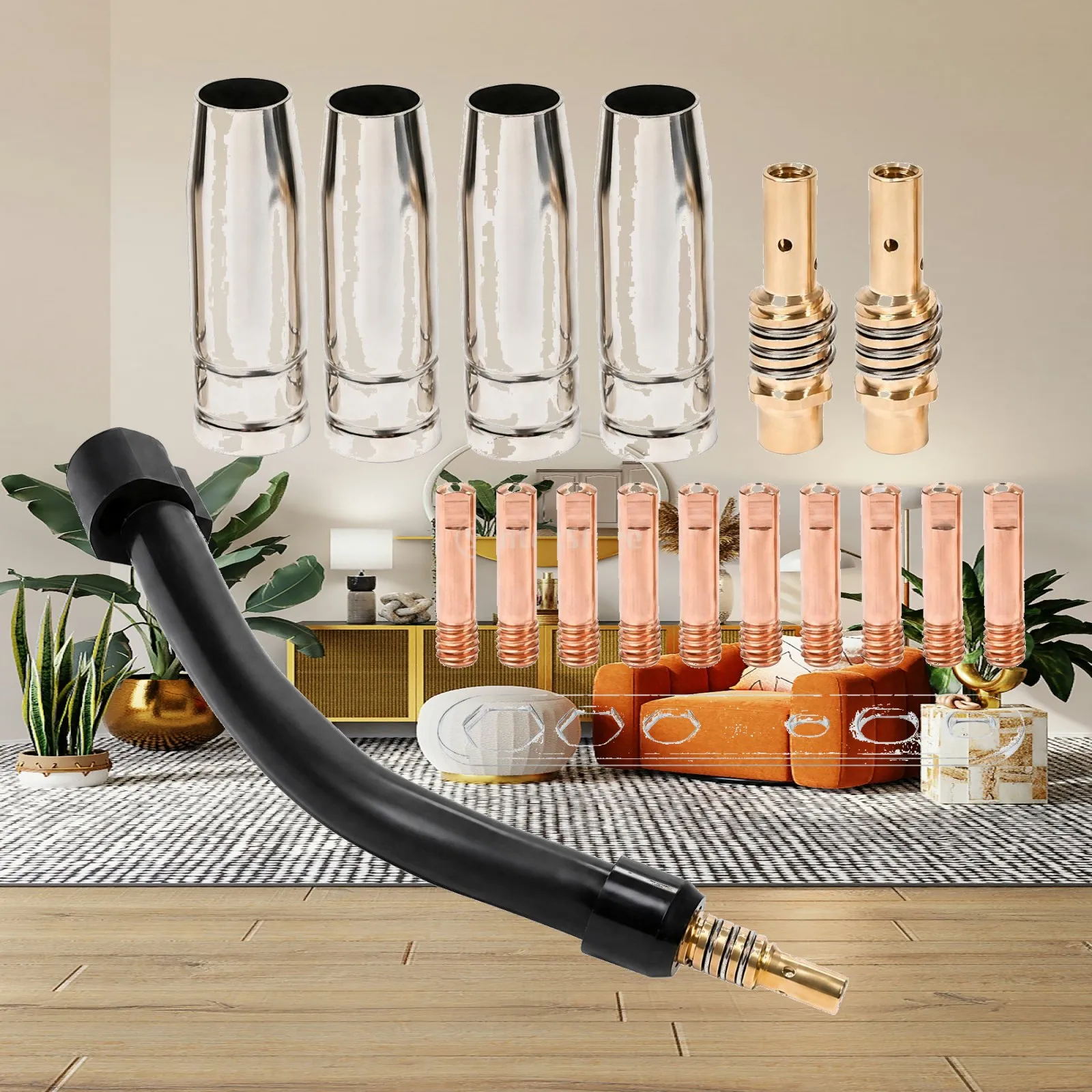Brazing Torch Contact Tip Replacement Part Copper MIG Torch Service Kit Flexible Tube Holder Strip Brass Connector Nozzle Cup