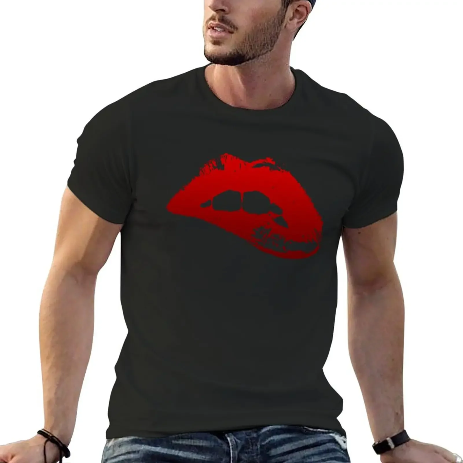 

Lip Bite (Red) T-Shirt funny costumes baggy shirts custom t shirt oversized graphic tee black t shirts for men