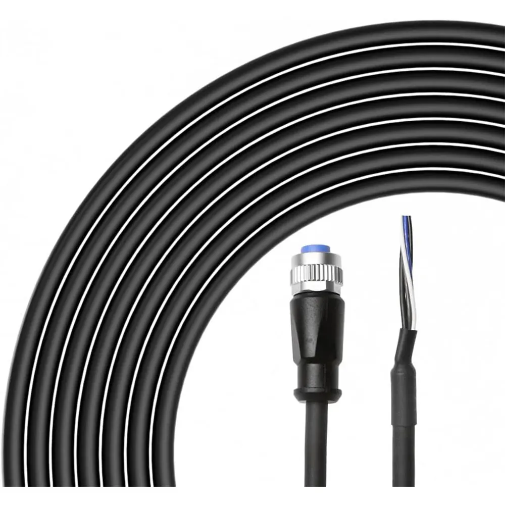Alvin's M12 A Code 4 Pin Female to Open End Power Cable 10m for Industrial Automation