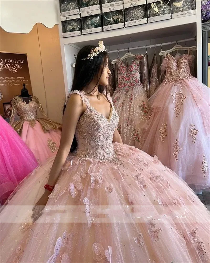 ANGELSBRIDEP różowe przepiękna suknia balowa Quinceanera sukienki z koralikami i kokardą impreza celebrytów suknie aplikacje z testido ukończenia szkoły 15