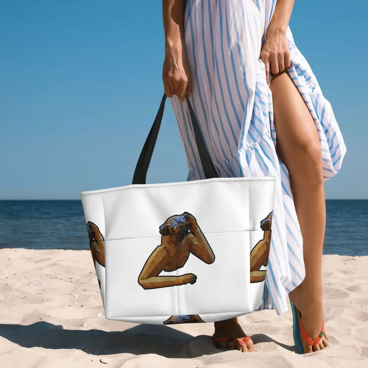 Animal Company VR Game Pug Beach Tote Bag Sport Gym Yoga Duffle Large Tote Bag Women Travel Bag Fitness bag