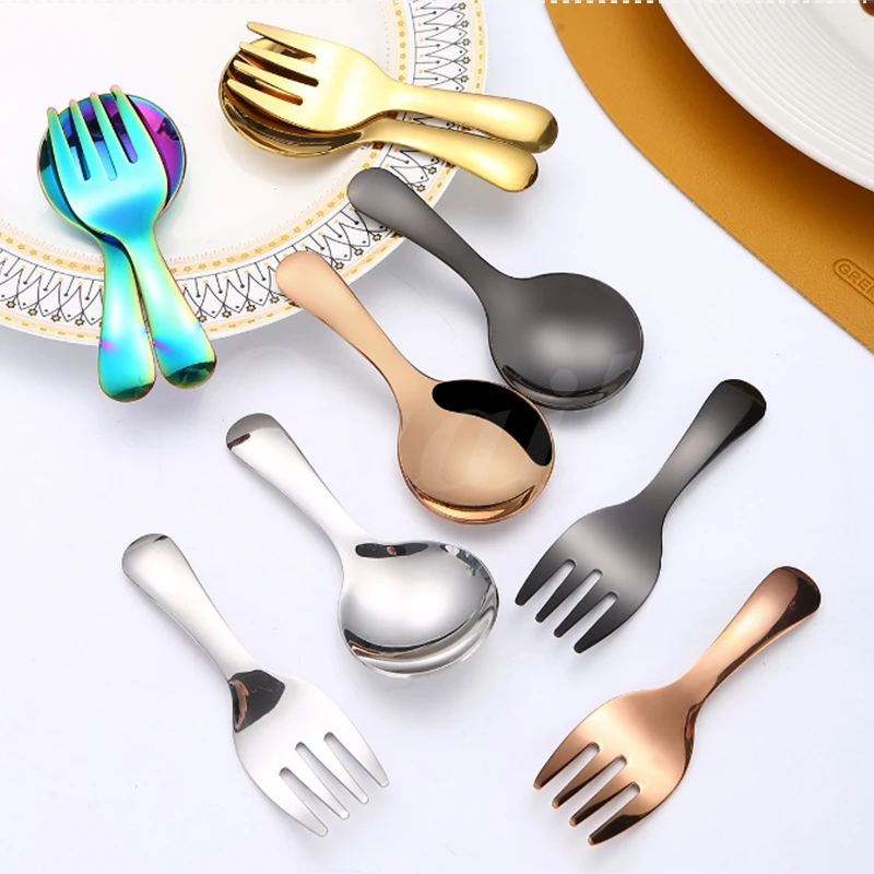 1 piece 304 stainless steel tableware spoon, children's spoon fork, dessert spoon, small round spoon,  ice cream spoon