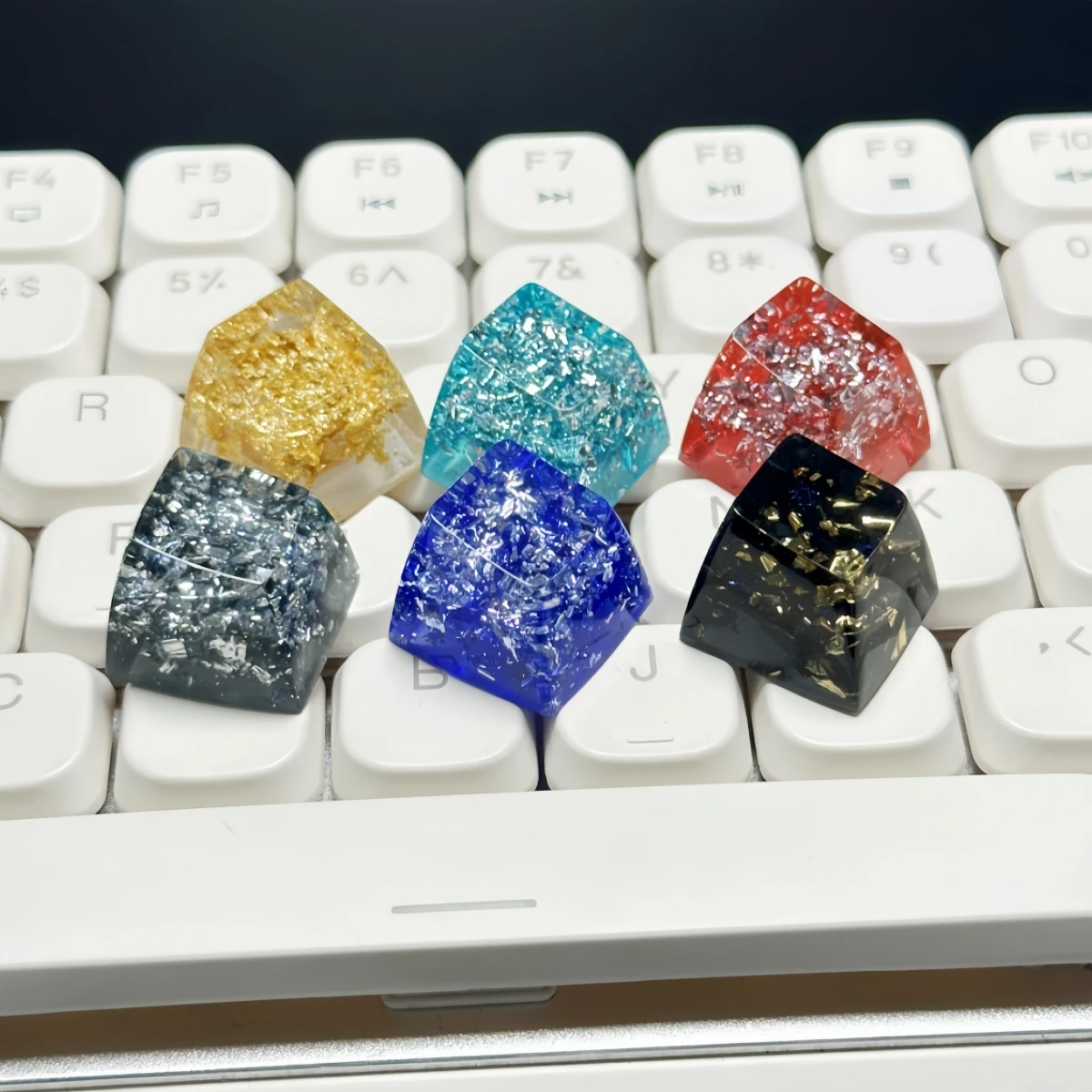 DIY Mechanical Keyboard Custom Resin Silver Foil Keycaps Artisan Pretty Girl ESC Key Gift Single Keycap Personalized Accessories