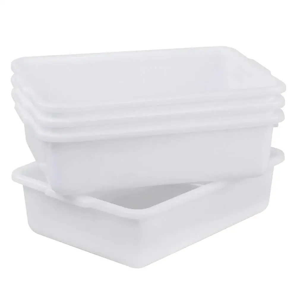 

4-Pack 8L Plastic Wash Basins, Small Commercial Bus Tubs with Handles