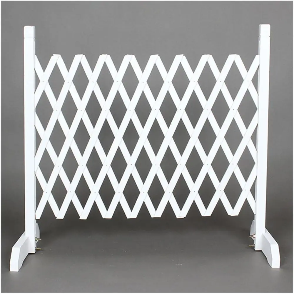 

White 59 Extendable Freestanding Wood Trellis Fence for Patio, Garden, and Pet Enclosure
