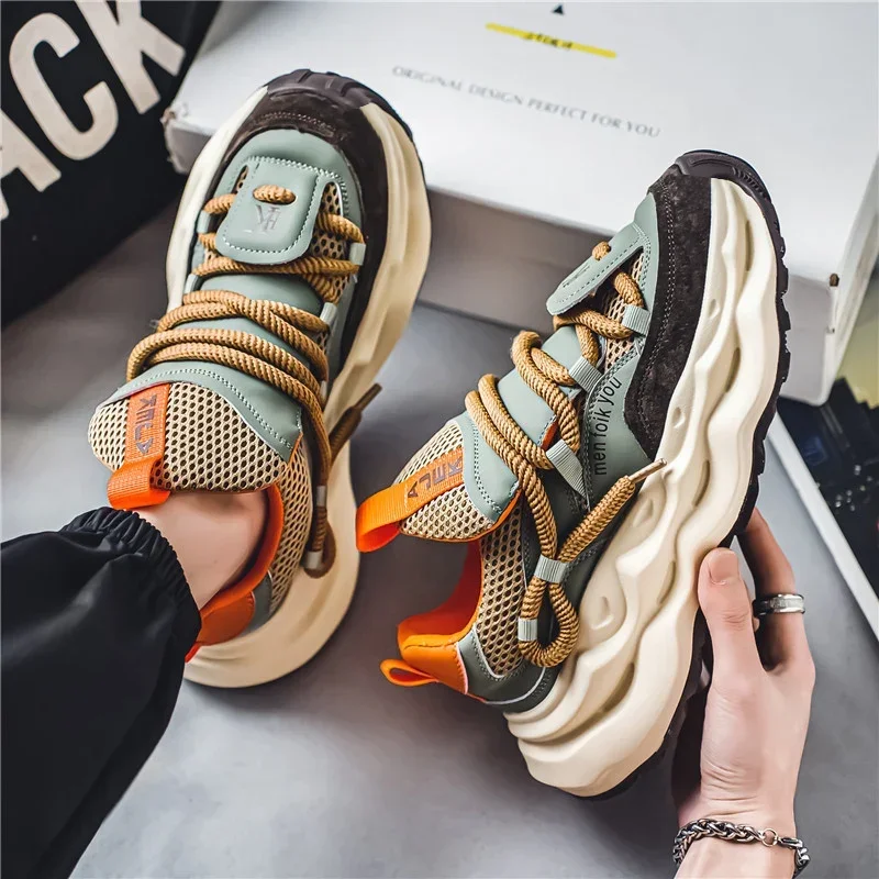 

Мужская повседневная обувь с сеткой и низким вырезом по индивидуальному заказу, новая летняя дышащая модная корейская версия, модная мужская обувь с двойной шнуровкой