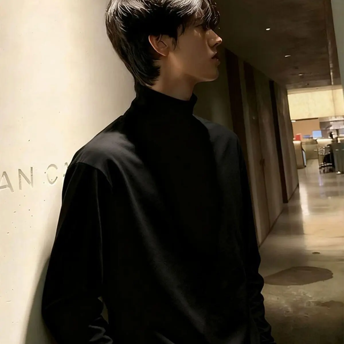 Black Turtleneck Sweater For Men Winter Fleece Lined Thickened High-End Knitwear Heavyweight Base Layer