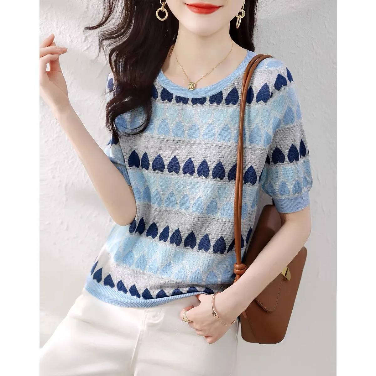 

Легкая трикотажная футболка ort Sve с принтом сердца, брендовый выход, женский летний топ из полиэфирного волокна Faion Commute Fit