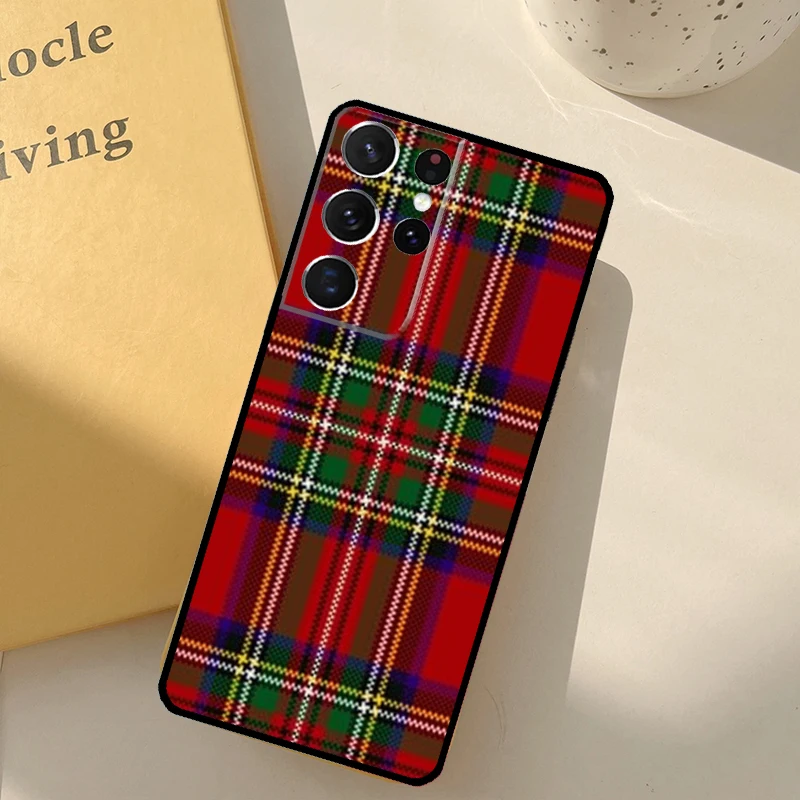 Clan Stewart Dress Tartan Plaid Pattern Case For Samsung Galaxy S21 S22 Ultra S20 FE S8 S9 S10 Note 10 Plus Note 20 Ultra Cover