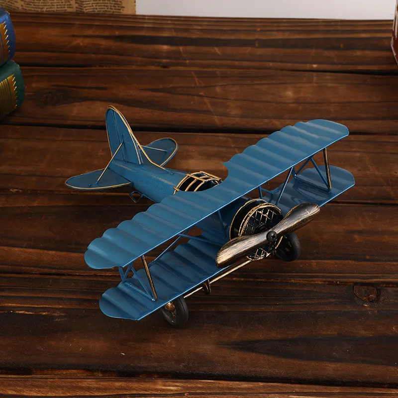 Retro Iron Metal Aircraft Model Vintage Airplane Metal Plane Ornament Plane Model Artwork Handicraft Photo Prop Desktop Decorati view 5