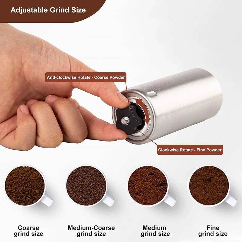 Manual Coffee Grinder Stainless Steel Manual Conical Burr Coffee Bean Grinder with Hand Crank and 18 Adjustable Settings