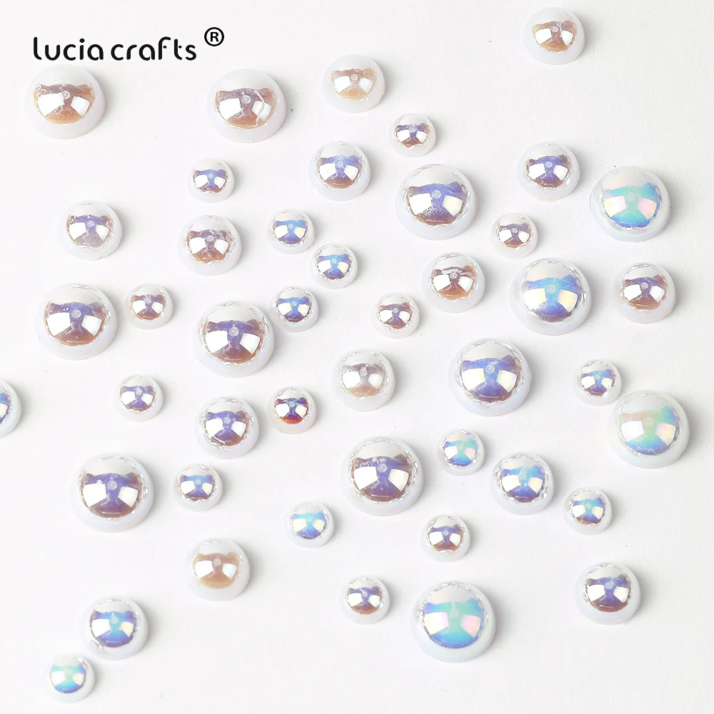3/4/5/6/8/10mm AB White Pearl Bead Half Round Flatback Beads For DIY Crafts Bag Shoe Nail Art Decoration B0321