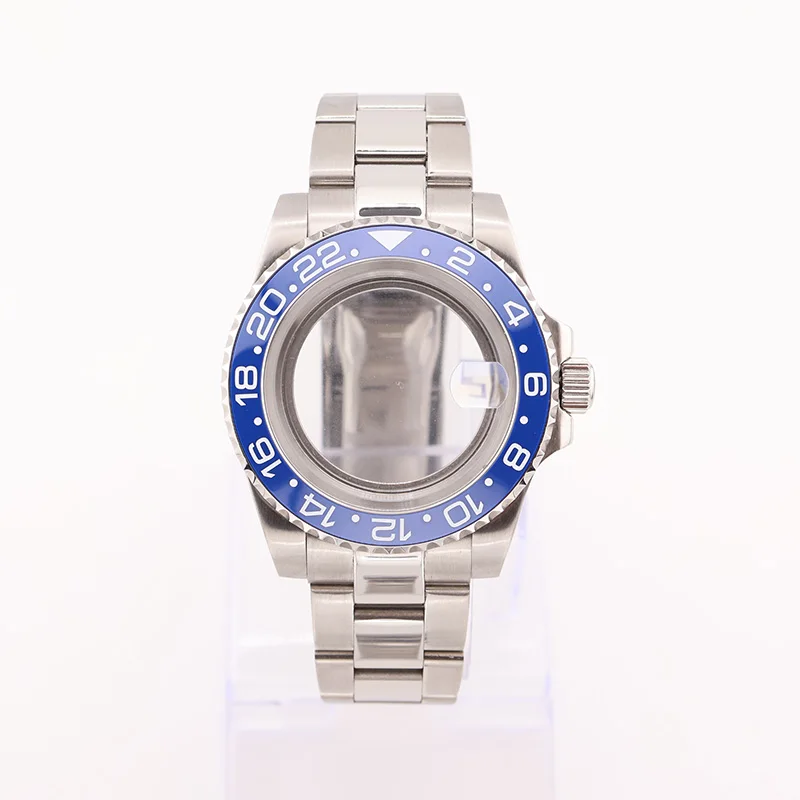 40mm GMT Bezel Insert Watch Cases Sapphire Glass Oyster Bracelet for Seiko Mods NH35 NH34 NH36 Movement Repalcement Parts