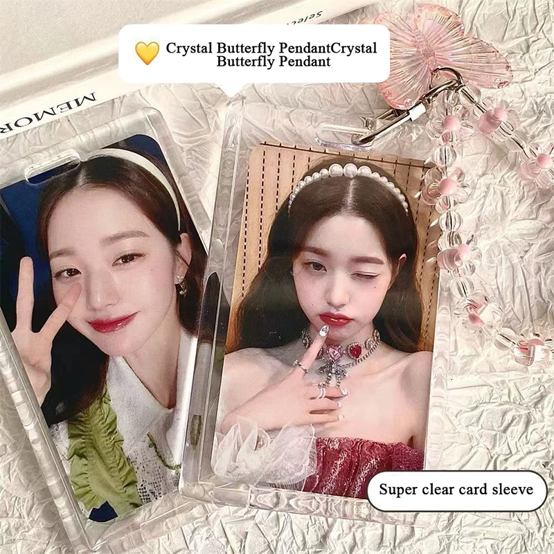 INS 3 Inch Photocard Holder Crystal Butterfly Acrylic Transparent Photo Protector Holder Card Idol Photo Sleeves Stationery