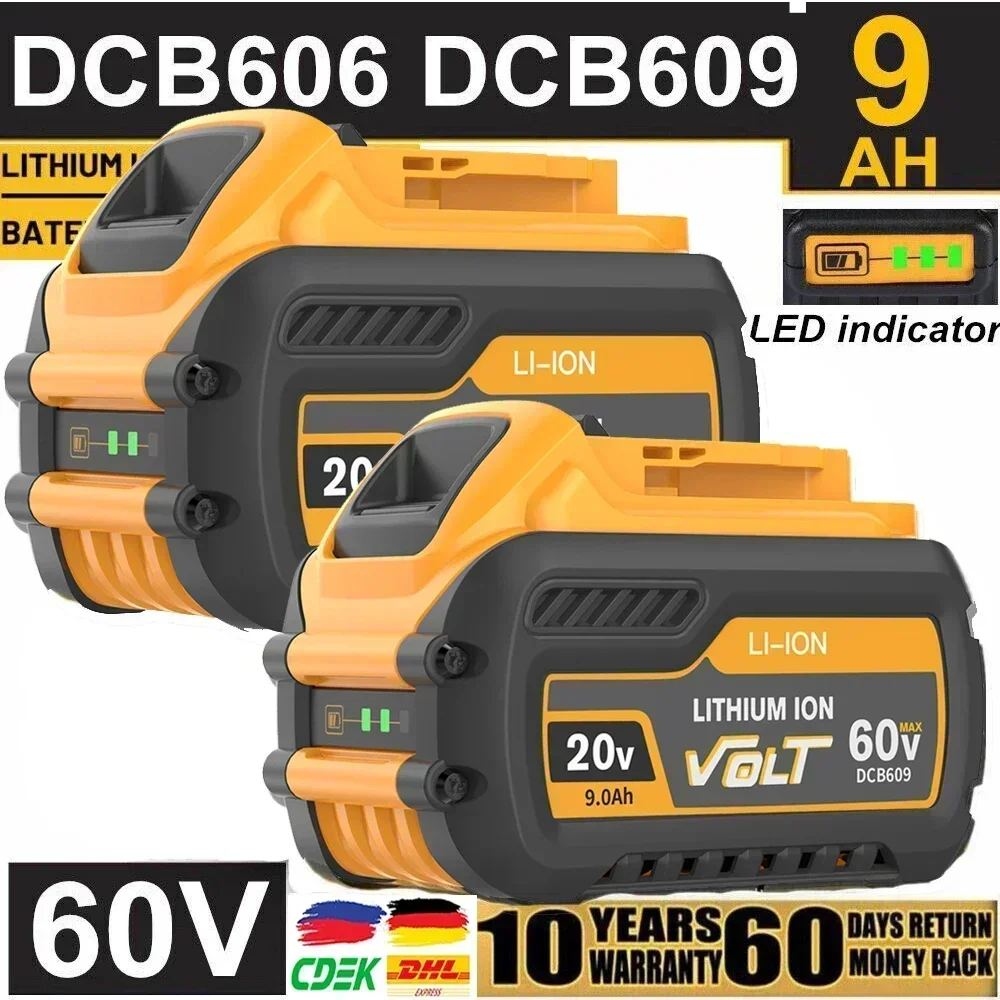 แบตเตอรี่ทดแทนสําหรับ DeWalt 20 V/60 V MAX แบตเตอรี่ Li-Ion สําหรับ DeWalt DCB547-XJ DCB200 DCB201 สําหรับ Flexvolt แบตเตอรี่เครื่องมือ