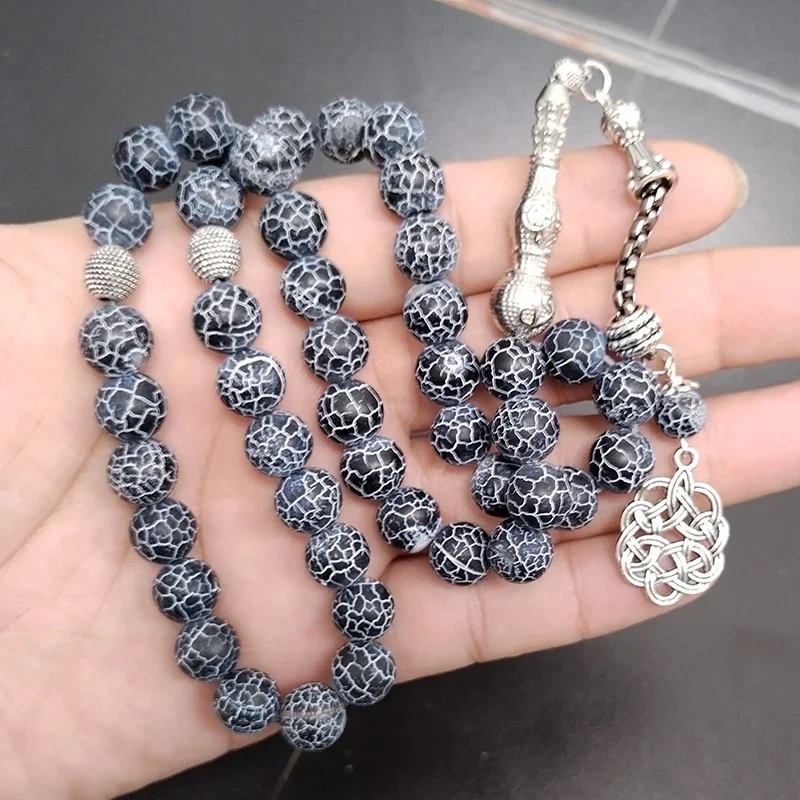 33 10mm weathered agate stone Muslim rosary prayer beads original design Tasbih handmade beaded, men's and women's fashion brace