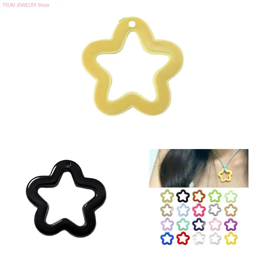 62KE Acrylic Star Charm For Jewelry Making Parts Diy Handmade Colorful Handicraft