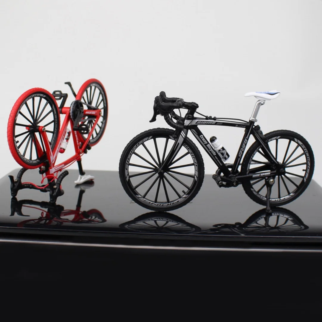 Bicicleta en miniatura, modelo fundido a presión, aleación de Metal de montaña, mango doblado, juguete de carreras, colección de simulación, adorno de juguetes