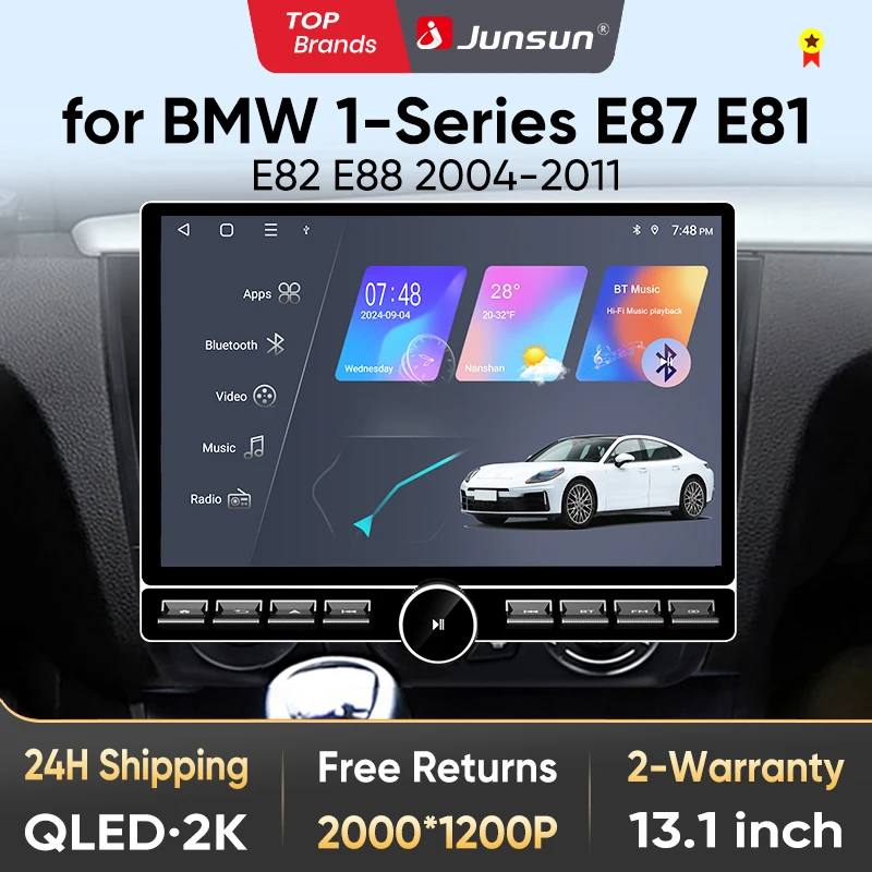 Junsun 13,1″ QLED Wireless CarPlay Android Auto Autoradio für BMW 1er E87 E81 E82 E88 2004-2011 Intelligente Systeme DSP SWC