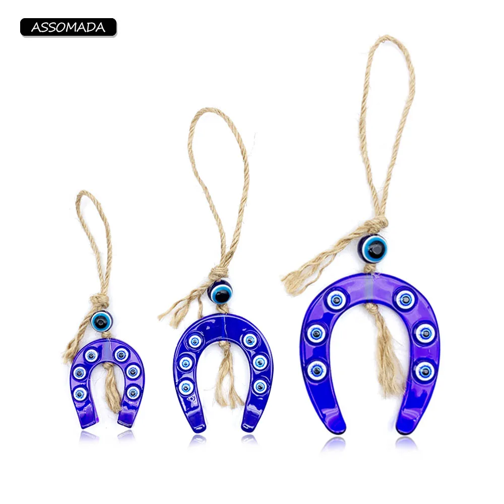 Horse Horseshoe Evil Eye Keychains For Women Man Bag Car Pendant Door Hanger Lucky Turkish Blue Eye Charms Decoration Gift