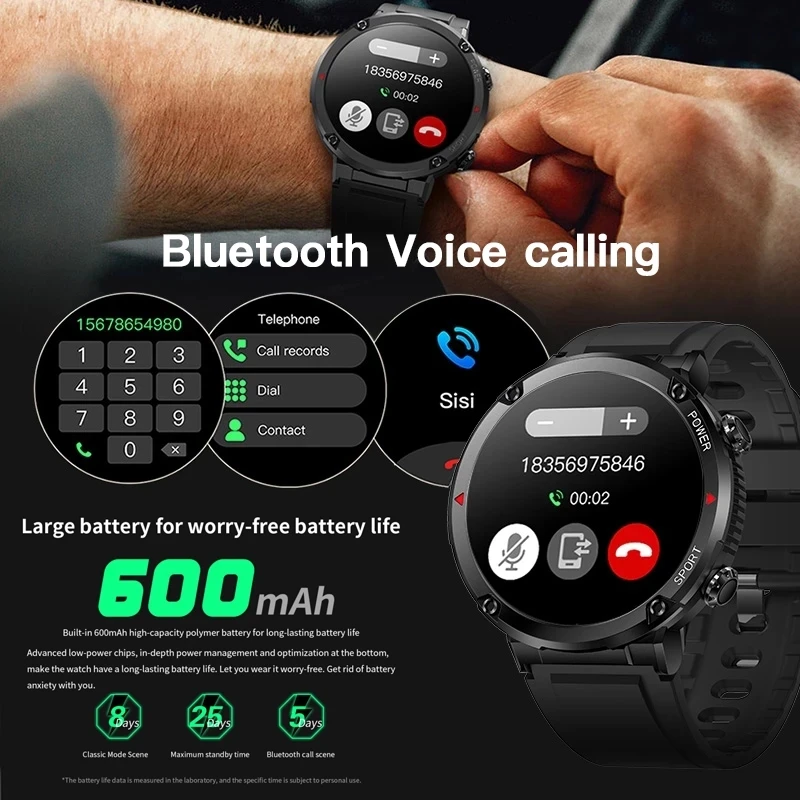 LIGE 2023 Smart Uhr Männer 1,6 Zoll IPS Display Lange Standby-Sport Uhren HD Voice Call Wasserdichte Smartwatch Für Android IOS