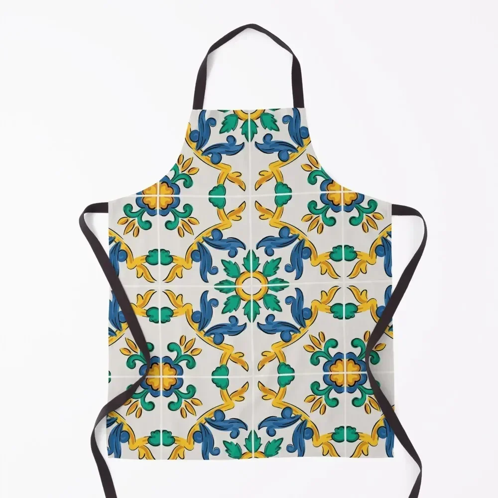 Sicilian Traditional Tile Apron Kitchens Woman Funny Hairdresser Apron